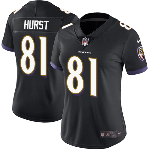 Nike Ravens #81 Hayden Hurst Black Alternate Women's Stitched NFL Vapor Untouchable Limited Jersey Nike Ravens #81 Hayden Hurst Black Alternate Women's Stitched NFL Vapor Untouchable Limited Jersey