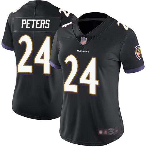 Nike Ravens #24 Marcus Peters Black Alternate Women's Stitched NFL Vapor Untouchable Limited Jersey