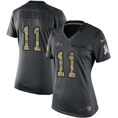 Nike Ravens #11 Seth Roberts Black Women's Stitched NFL Limited 2016 Salute to Service Jersey Nike Ravens #11 Seth Roberts Black Women's Stitched NFL Limited 2016 Salute to Service Jersey