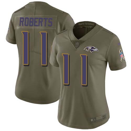 Nike Ravens #11 Seth Roberts Olive Women's Stitched NFL Limited 2017 Salute To Service Jersey