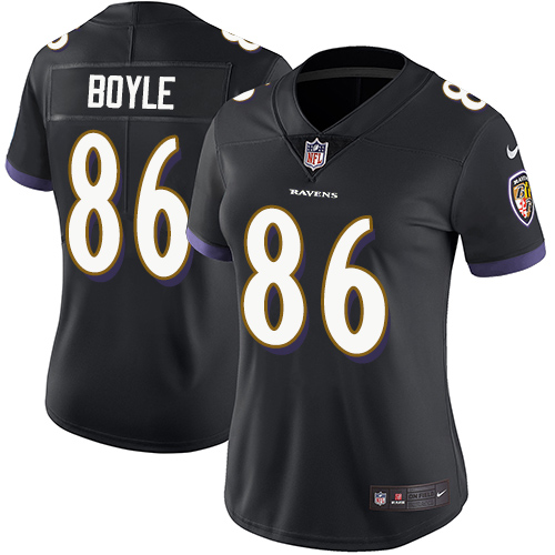 Nike Ravens #86 Nick Boyle Black Alternate Women's Stitched NFL Vapor Untouchable Limited Jersey