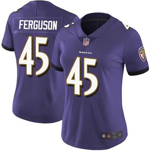 Nike Ravens #45 Jaylon Ferguson Purple Team Color Women's Stitched NFL Vapor Untouchable Limited Jersey