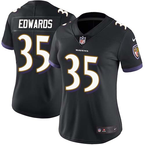 Nike Ravens #35 Gus Edwards Black Alternate Women's Stitched NFL Vapor Untouchable Limited Jersey