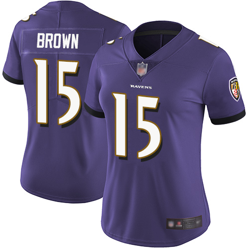 Nike Ravens #15 Marquise Brown Purple Team Color Women's Stitched NFL Vapor Untouchable Limited Jersey