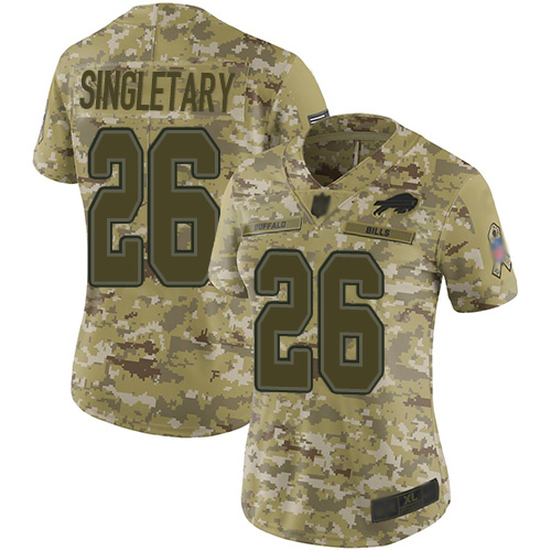 Nike Bills #26 Devin Singletary Camo Women's Stitched NFL Limited 2018 Salute to Service Jersey