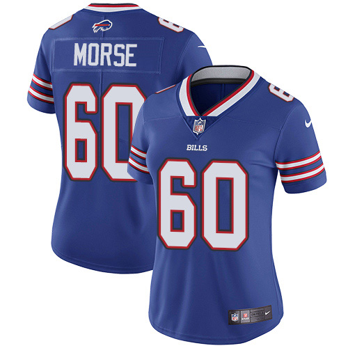 Nike Bills #60 Mitch Morse Royal Blue Team Color Women's Stitched NFL Vapor Untouchable Limited Jersey