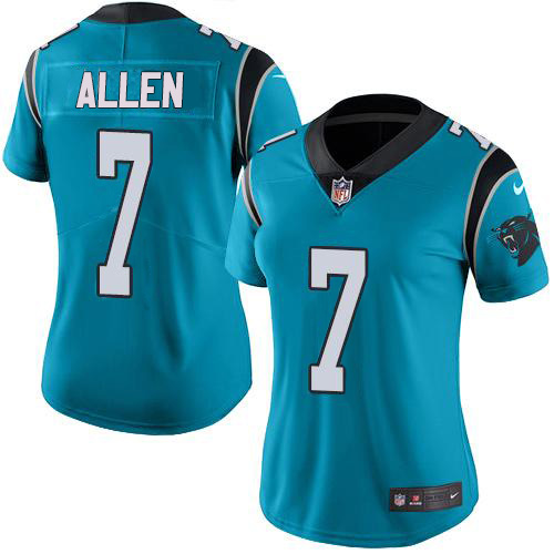 Nike Panthers #7 Kyle Allen Blue Women's Stitched NFL Limited Rush Jersey