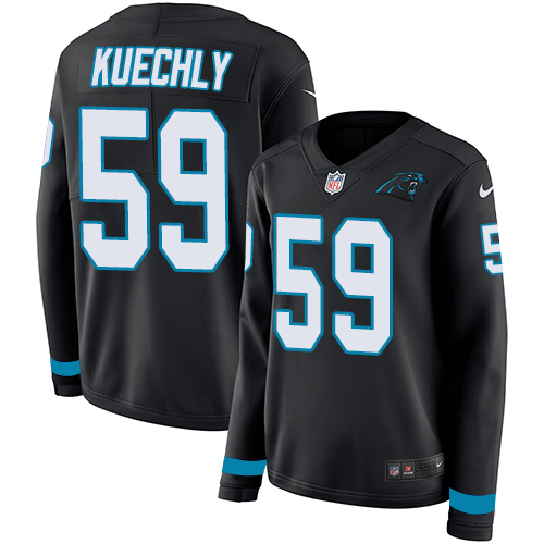 Nike Panthers #59 Luke Kuechly Black Team Color Women's Stitched NFL Limited Therma Long Sleeve Jersey