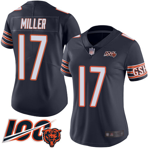 Nike Bears #17 Anthony Miller Navy Blue Team Color Women's Stitched NFL 100th Season Vapor Limited Jersey Nike Bears #17 Anthony Miller Navy Blue Team Color Women's Stitched NFL 100th Season Vapor Limited Jersey