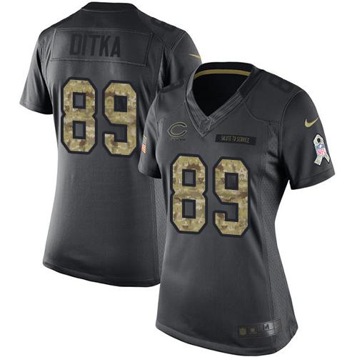 Nike Bears #89 Mike Ditka Black Women's Stitched NFL Limited 2016 Salute to Service Jersey Nike Bears #89 Mike Ditka Black Women's Stitched NFL Limited 2016 Salute to Service Jersey