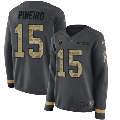 Nike Bears #15 Eddy Pineiro Anthracite Salute to Service Women's Stitched NFL Limited Therma Long Sleeve Jersey Nike Bears #15 Eddy Pineiro Anthracite Salute to Service Women's Stitched NFL Limited Therma Long Sleeve Jersey