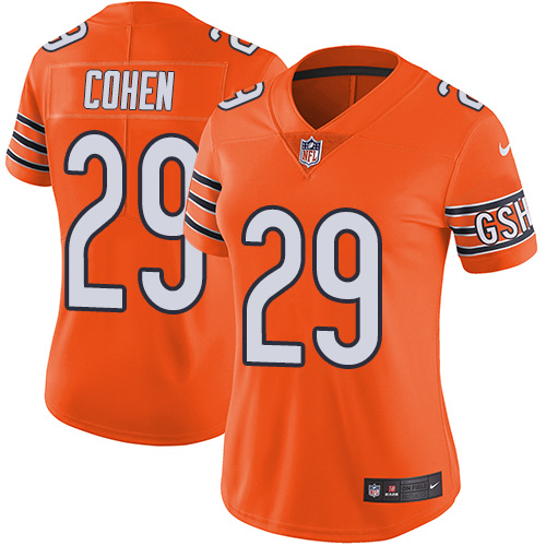 Nike Bears #29 Tarik Cohen Orange Women's Stitched NFL Limited Rush Jersey Nike Bears #29 Tarik Cohen Orange Women's Stitched NFL Limited Rush Jersey
