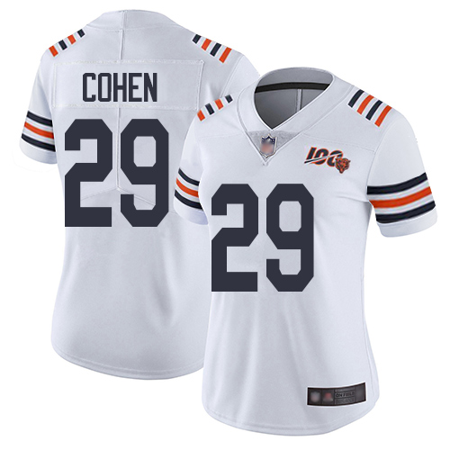 Nike Bears #29 Tarik Cohen White Alternate Women's Stitched NFL Vapor Untouchable Limited 100th Season Jersey