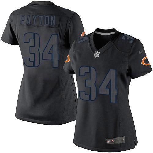Nike Bears #34 Walter Payton Black Impact Women's Stitched NFL Limited Jersey Nike Bears #34 Walter Payton Black Impact Women's Stitched NFL Limited Jersey