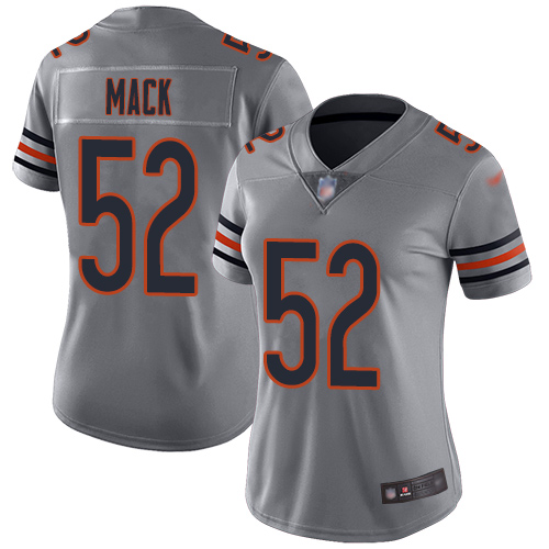Nike Bears #52 Khalil Mack Silver Women's Stitched NFL Limited Inverted Legend Jersey Nike Bears #52 Khalil Mack Silver Women's Stitched NFL Limited Inverted Legend Jersey