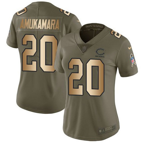 Nike Bears #20 Prince Amukamara Olive/Gold Women's Stitched NFL Limited 2017 Salute to Service Jersey Nike Bears #20 Prince Amukamara Olive/Gold Women's Stitched NFL Limited 2017 Salute to Service Jersey