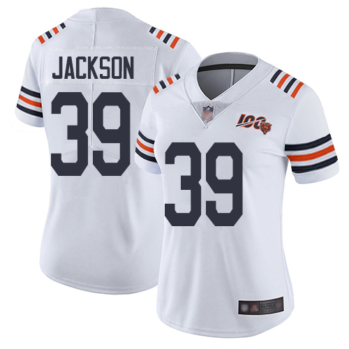 Nike Bears #39 Eddie Jackson White Alternate Women's Stitched NFL Vapor Untouchable Limited 100th Season Jersey Nike Bears #39 Eddie Jackson White Alternate Women's Stitched NFL Vapor Untouchable Limited 100th Season Jersey