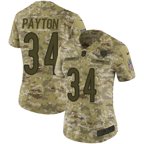Nike Bears #34 Walter Payton Camo Women's Stitched NFL Limited 2018 Salute to Service Jersey Nike Bears #34 Walter Payton Camo Women's Stitched NFL Limited 2018 Salute to Service Jersey