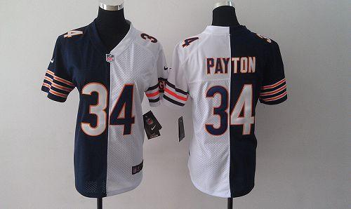 Nike Bears #34 Walter Payton Navy Blue/White Women's Stitched NFL Elite Split Jersey Nike Bears #34 Walter Payton Navy Blue/White Women's Stitched NFL Elite Split Jersey