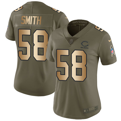 Nike Bears #58 Roquan Smith Olive/Gold Women's Stitched NFL Limited 2017 Salute to Service Jersey Nike Bears #58 Roquan Smith Olive/Gold Women's Stitched NFL Limited 2017 Salute to Service Jersey