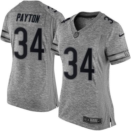 Nike Bears #34 Walter Payton Gray Women's Stitched NFL Limited Gridiron Gray Jersey Nike Bears #34 Walter Payton Gray Women's Stitched NFL Limited Gridiron Gray Jersey