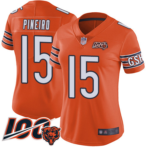 Nike Bears #15 Eddy Pineiro Orange Women's Stitched NFL Limited Rush 100th Season Jersey