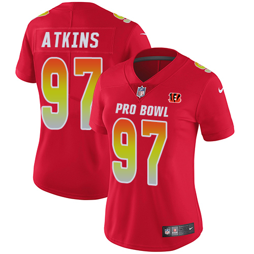 Nike Bengals #97 Geno Atkins Red Women's Stitched NFL Limited AFC 2018 Pro Bowl Jersey Nike Bengals #97 Geno Atkins Red Women's Stitched NFL Limited AFC 2018 Pro Bowl Jersey