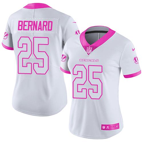 Nike Bengals #25 Giovani Bernard White/Pink Women's Stitched NFL Limited Rush Fashion Jersey Nike Bengals #25 Giovani Bernard White/Pink Women's Stitched NFL Limited Rush Fashion Jersey