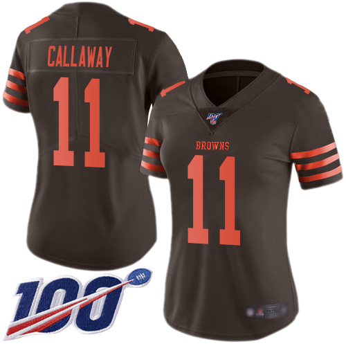Nike Browns #11 Antonio Callaway Brown Women's Stitched NFL Limited Rush 100th Season Jersey Nike Browns #11 Antonio Callaway Brown Women's Stitched NFL Limited Rush 100th Season Jersey