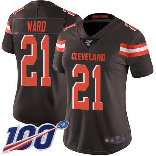 Nike Browns #21 Denzel Ward Brown Team Color Women's Stitched NFL 100th Season Vapor Limited Jersey Nike Browns #21 Denzel Ward Brown Team Color Women's Stitched NFL 100th Season Vapor Limited Jersey