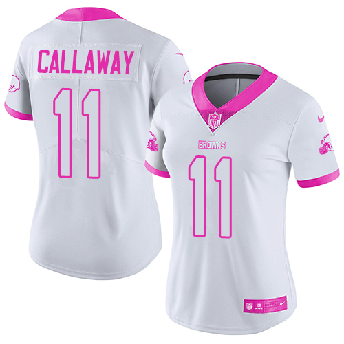 Nike Browns #11 Antonio Callaway White/Pink Women's Stitched NFL Limited Rush Fashion Jersey Nike Browns #11 Antonio Callaway White/Pink Women's Stitched NFL Limited Rush Fashion Jersey