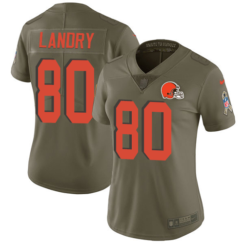 Nike Browns #80 Jarvis Landry Olive Women's Stitched NFL Limited 2017 Salute to Service Jersey Nike Browns #80 Jarvis Landry Olive Women's Stitched NFL Limited 2017 Salute to Service Jersey