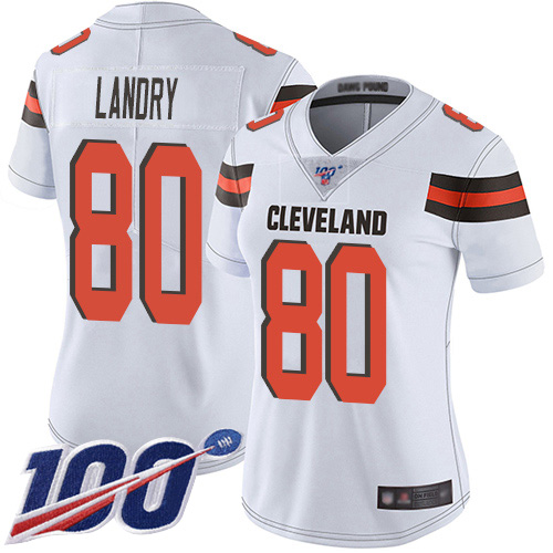 Nike Browns #80 Jarvis Landry White Women's Stitched NFL 100th Season Vapor Limited Jersey Nike Browns #80 Jarvis Landry White Women's Stitched NFL 100th Season Vapor Limited Jersey