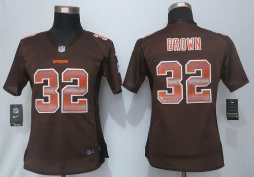 Nike Browns #32 Jim Brown Brown Team Color Women's Stitched NFL Elite Strobe Jersey Nike Browns #32 Jim Brown Brown Team Color Women's Stitched NFL Elite Strobe Jersey