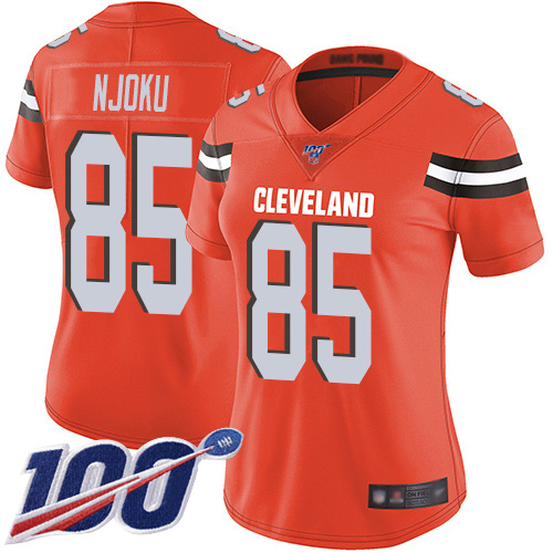 Nike Browns #85 David Njoku Orange Alternate Women's Stitched NFL 100th Season Vapor Limited Jersey Nike Browns #85 David Njoku Orange Alternate Women's Stitched NFL 100th Season Vapor Limited Jersey