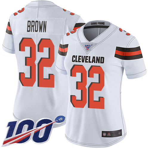 Nike Browns #32 Jim Brown White Women's Stitched NFL 100th Season Vapor Limited Jersey Nike Browns #32 Jim Brown White Women's Stitched NFL 100th Season Vapor Limited Jersey