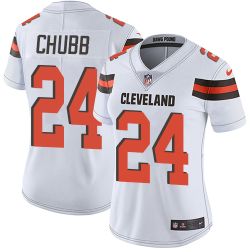 Nike Browns #24 Nick Chubb White Women's Stitched NFL Vapor Untouchable Limited Jersey Nike Browns #24 Nick Chubb White Women's Stitched NFL Vapor Untouchable Limited Jersey