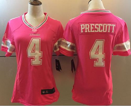 Nike Cowboys #4 Dak Prescott Pink Women's Stitched NFL Elite Jersey