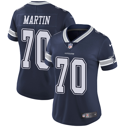 Nike Cowboys #70 Zack Martin Navy Blue Team Color Women's Stitched NFL Vapor Untouchable Limited Jersey