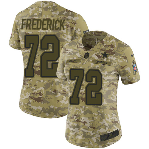 Nike Cowboys #72 Travis Frederick Camo Women's Stitched NFL Limited 2018 Salute to Service Jersey