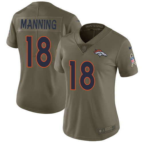 Nike Broncos #18 Peyton Manning Olive Women's Stitched NFL Limited 2017 Salute to Service Jersey Nike Broncos #18 Peyton Manning Olive Women's Stitched NFL Limited 2017 Salute to Service Jersey