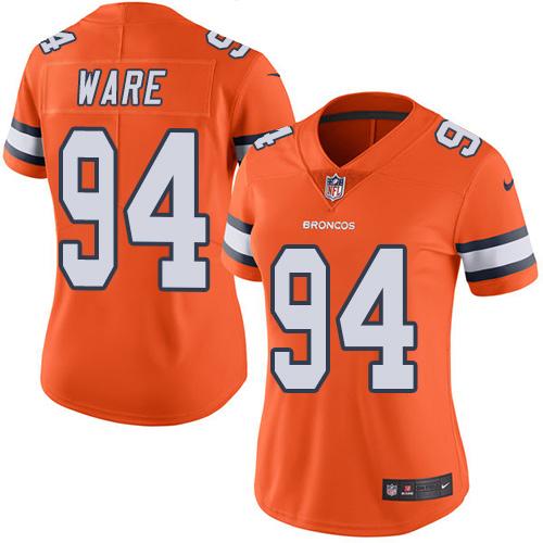 Nike Broncos #94 DeMarcus Ware Orange Women's Stitched NFL Limited Rush Jersey Nike Broncos #94 DeMarcus Ware Orange Women's Stitched NFL Limited Rush Jersey