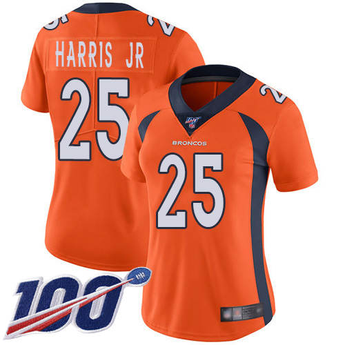 Nike Broncos #25 Chris Harris Jr Orange Team Color Women's Stitched NFL 100th Season Vapor Limited Jersey Nike Broncos #25 Chris Harris Jr Orange Team Color Women's Stitched NFL 100th Season Vapor Limited Jersey