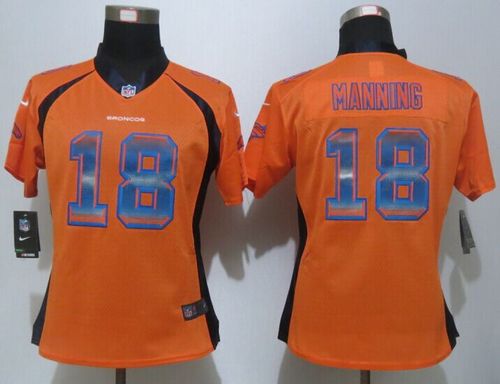 Nike Broncos #18 Peyton Manning Orange Team Color Women's Stitched NFL Elite Strobe Jersey Nike Broncos #18 Peyton Manning Orange Team Color Women's Stitched NFL Elite Strobe Jersey