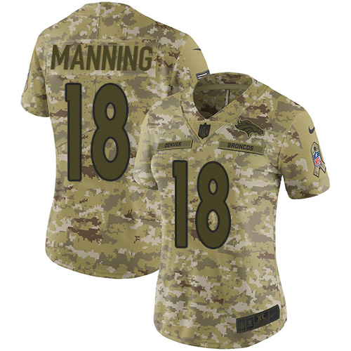 Nike Broncos #18 Peyton Manning Camo Women's Stitched NFL Limited 2018 Salute to Service Jersey Nike Broncos #18 Peyton Manning Camo Women's Stitched NFL Limited 2018 Salute to Service Jersey