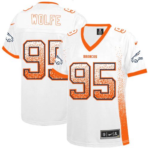 Nike Broncos #95 Derek Wolfe White Women's Stitched NFL Elite Drift Fashion Jersey Nike Broncos #95 Derek Wolfe White Women's Stitched NFL Elite Drift Fashion Jersey