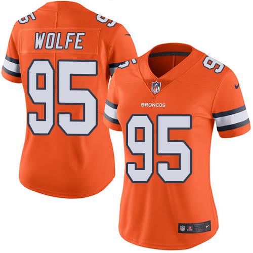 Nike Broncos #95 Derek Wolfe Orange Women's Stitched NFL Limited Rush Jersey Nike Broncos #95 Derek Wolfe Orange Women's Stitched NFL Limited Rush Jersey