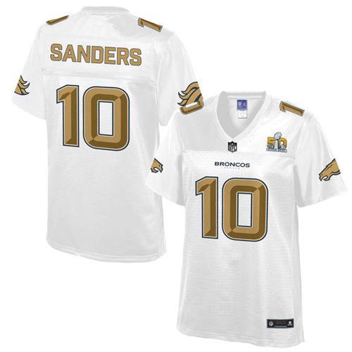 Nike Broncos #10 Emmanuel Sanders White Women's NFL Pro Line Super Bowl 50 Fashion Game Jersey Nike Broncos #10 Emmanuel Sanders White Women's NFL Pro Line Super Bowl 50 Fashion Game Jersey