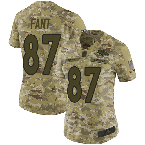 Nike Broncos #87 Noah Fant Camo Women's Stitched NFL Limited 2018 Salute to Service Jersey Nike Broncos #87 Noah Fant Camo Women's Stitched NFL Limited 2018 Salute to Service Jersey