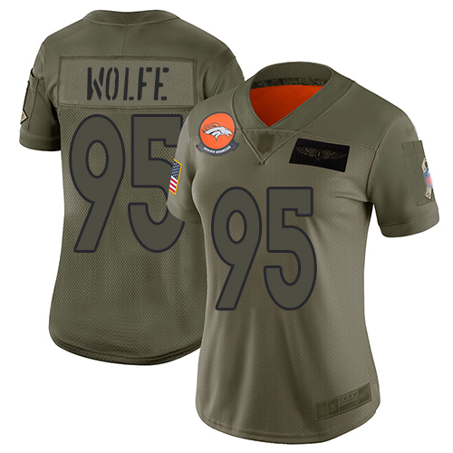 Nike Broncos #95 Derek Wolfe Camo Women's Stitched NFL Limited 2019 Salute to Service Jersey Nike Broncos #95 Derek Wolfe Camo Women's Stitched NFL Limited 2019 Salute to Service Jersey
